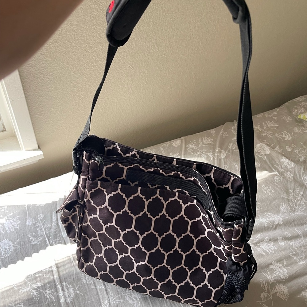 Skip & Dot | Stylish Brown White Diaper Bag | Baby Shower | Nursery